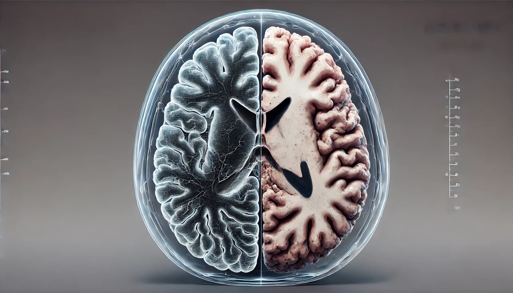 Brain scan comparing a healthy brain and a brain affected by Alzheimer’s disease