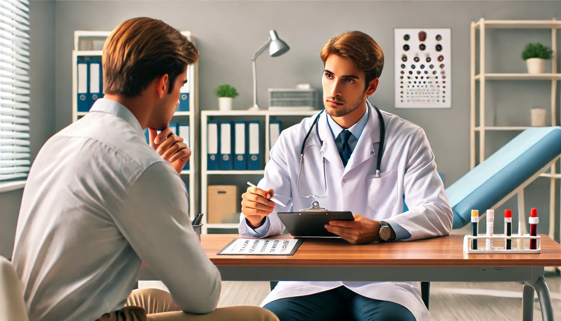 Doctor performing cognitive tests with a patient