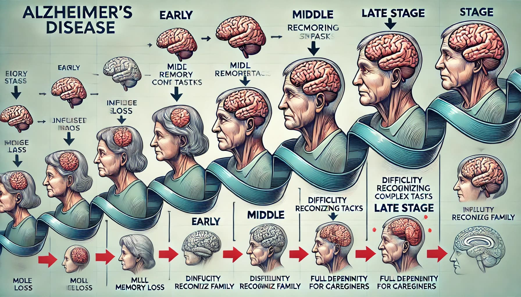 Progression of symptoms through the stages of Alzheimer’s
