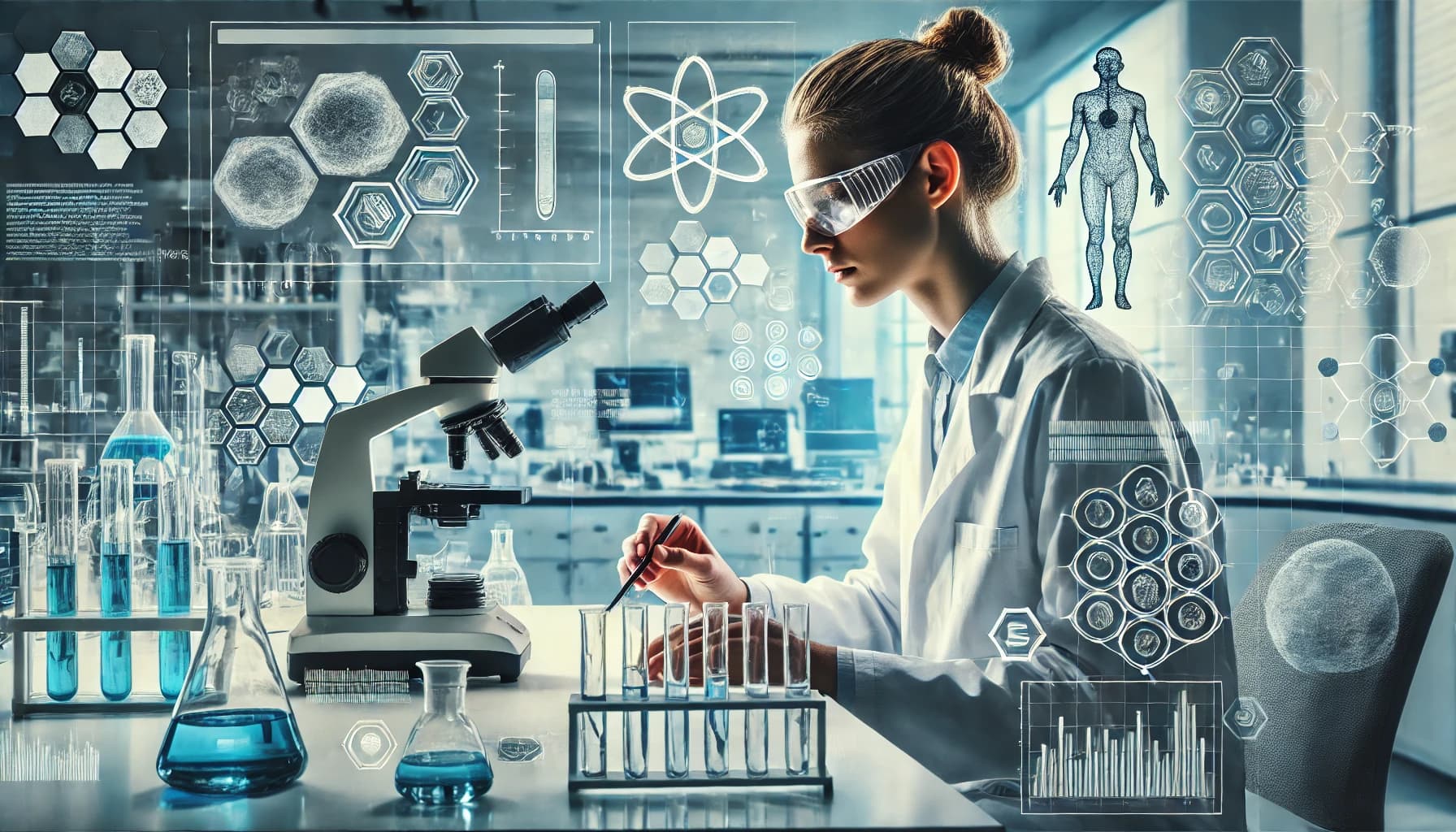 Researcher in a lab working on asthma treatments