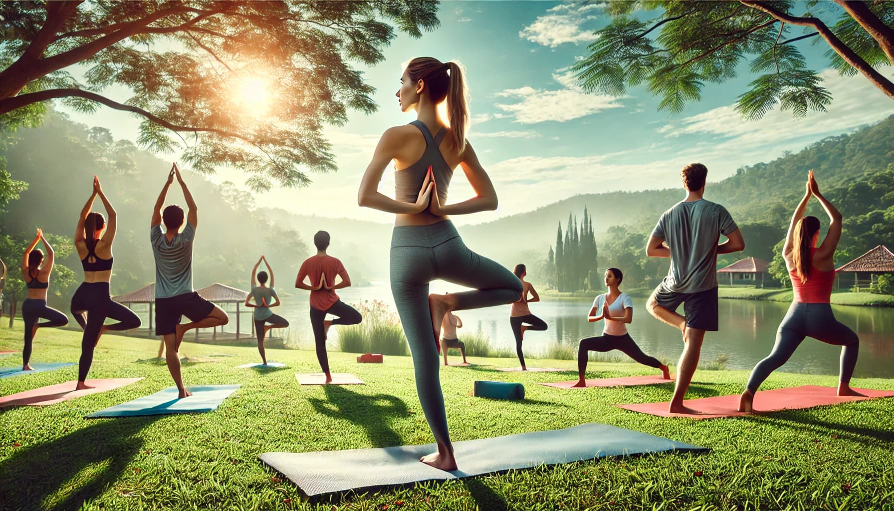 People performing yoga poses