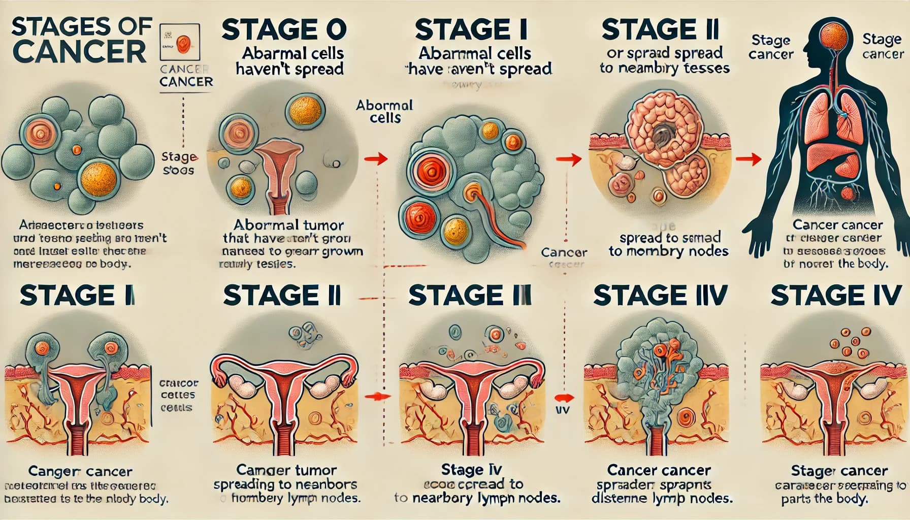 Diagram explaining the stages of cancer