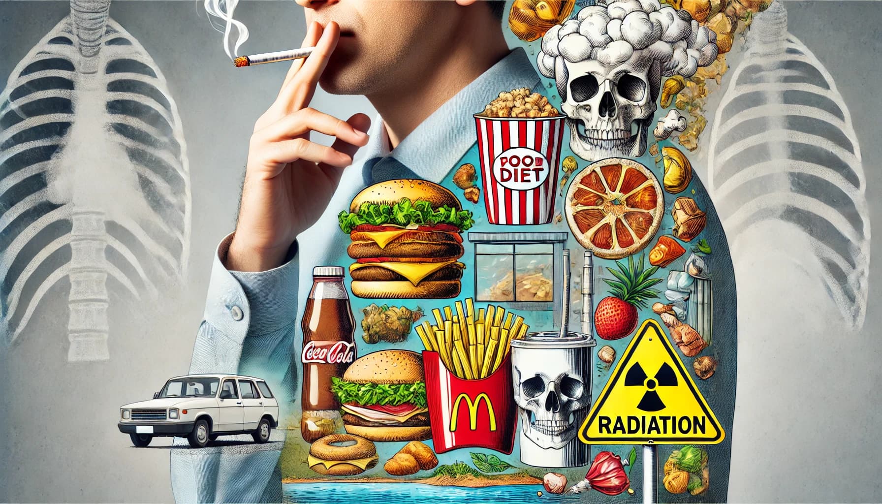 Common risk factors like smoking, poor diet, and radiation