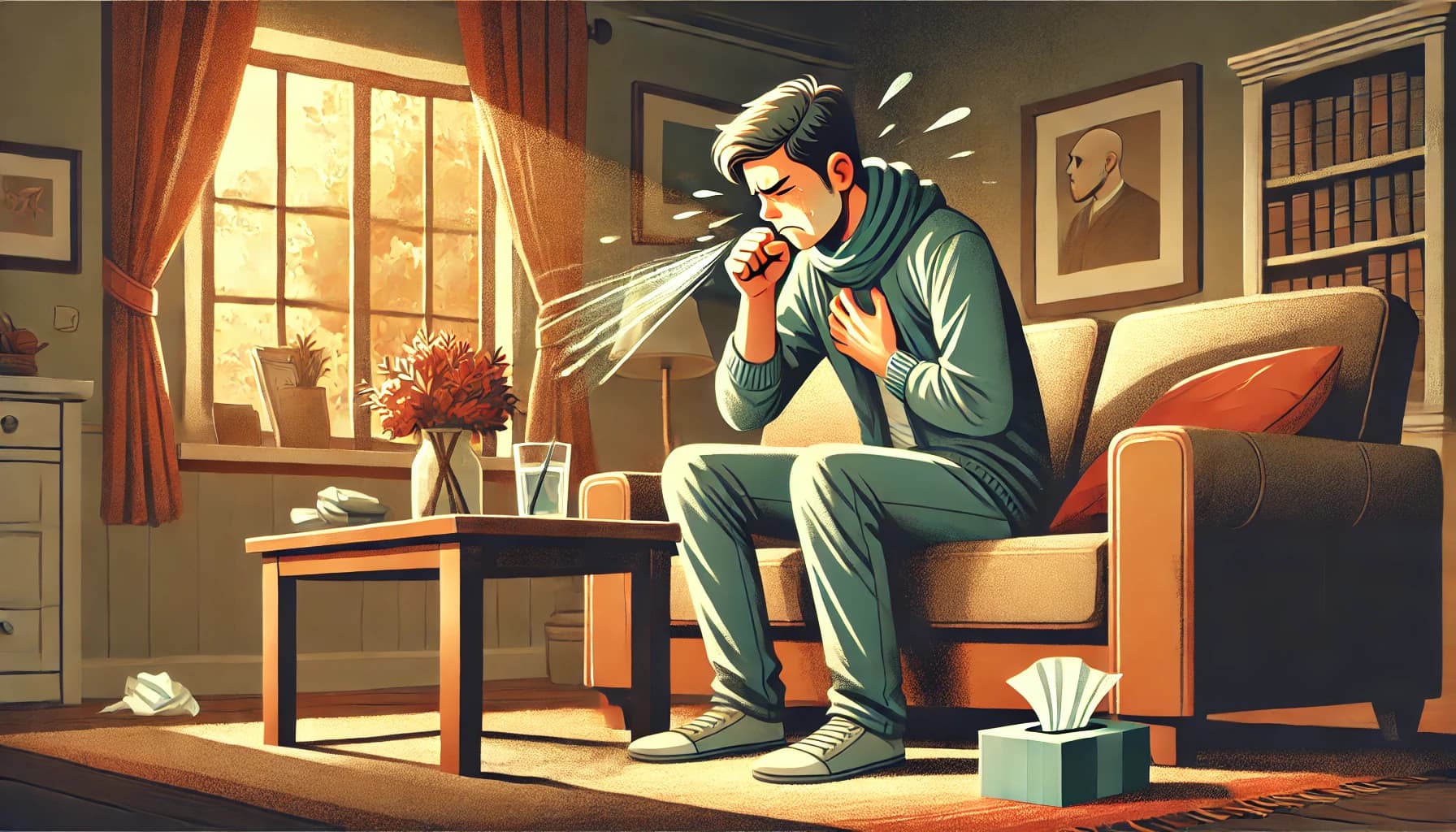 Person experiencing a persistent cough