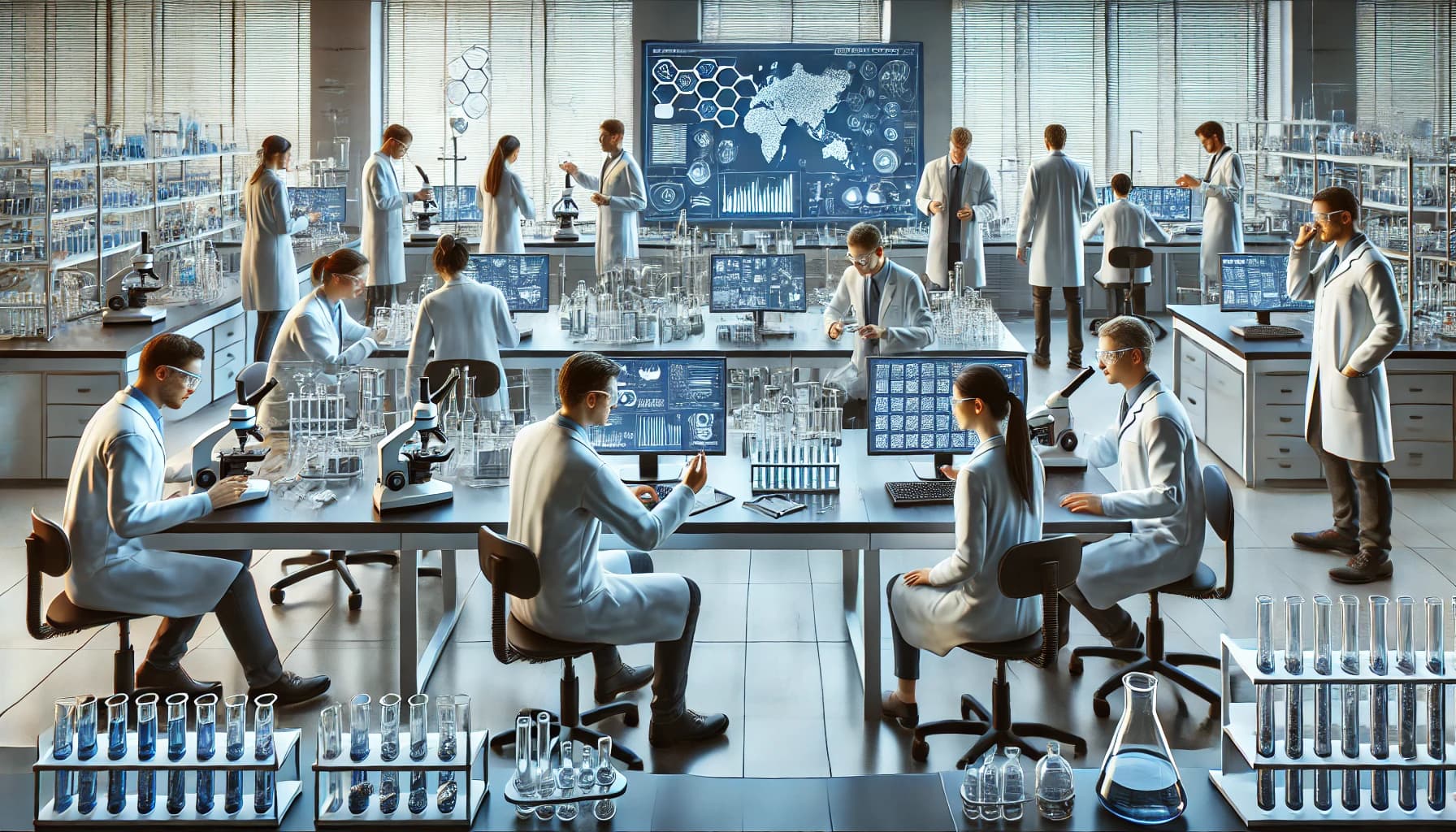 Researchers working in a lab