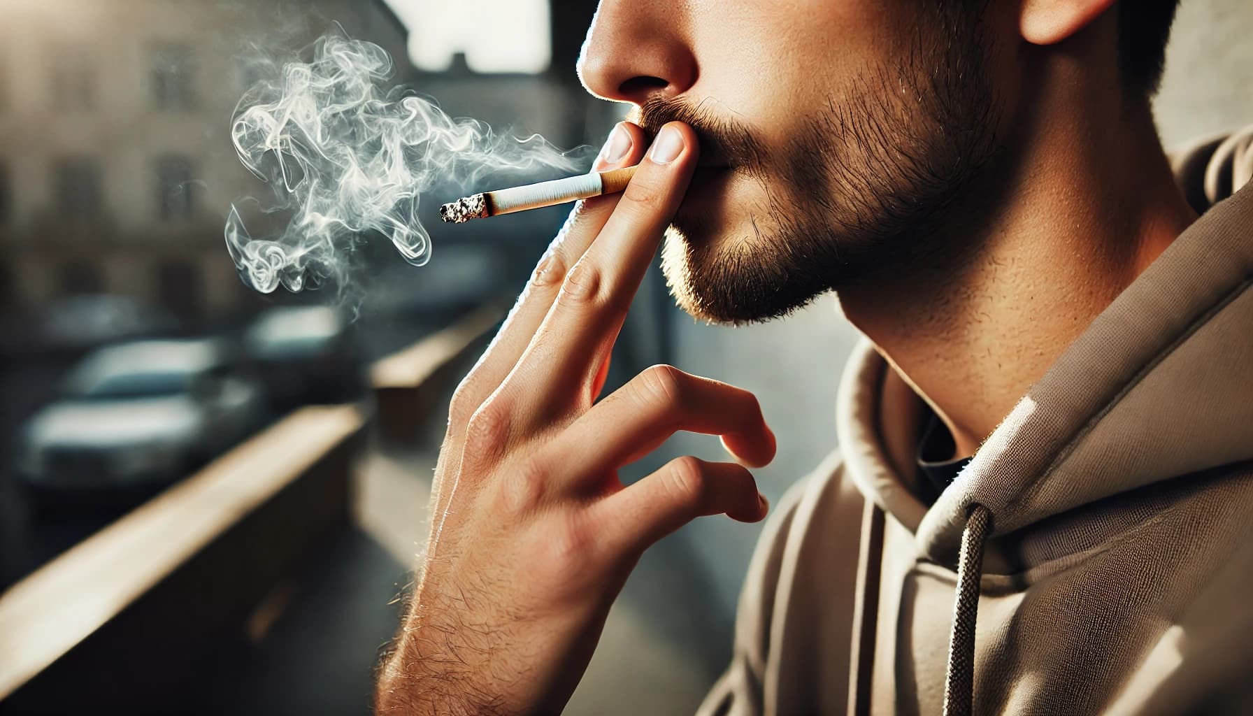 Person smoking a cigarette