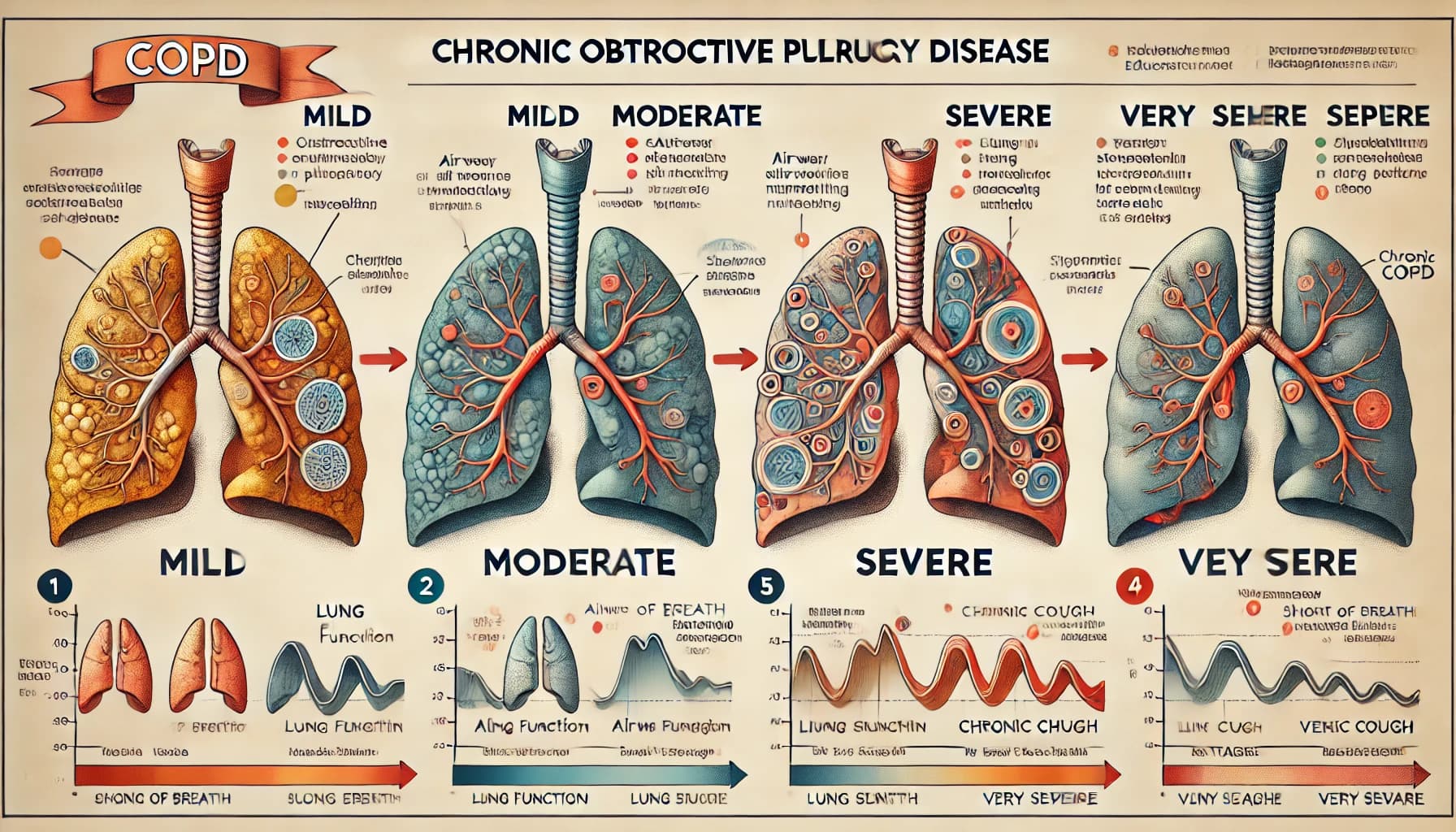 Diagram explaining the stages of COPD