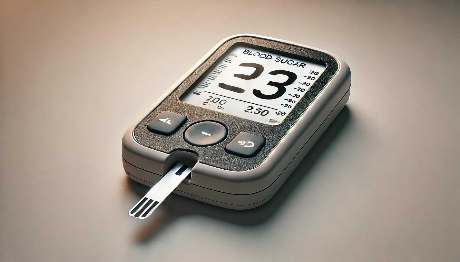 Blood glucose monitor displaying sugar levels