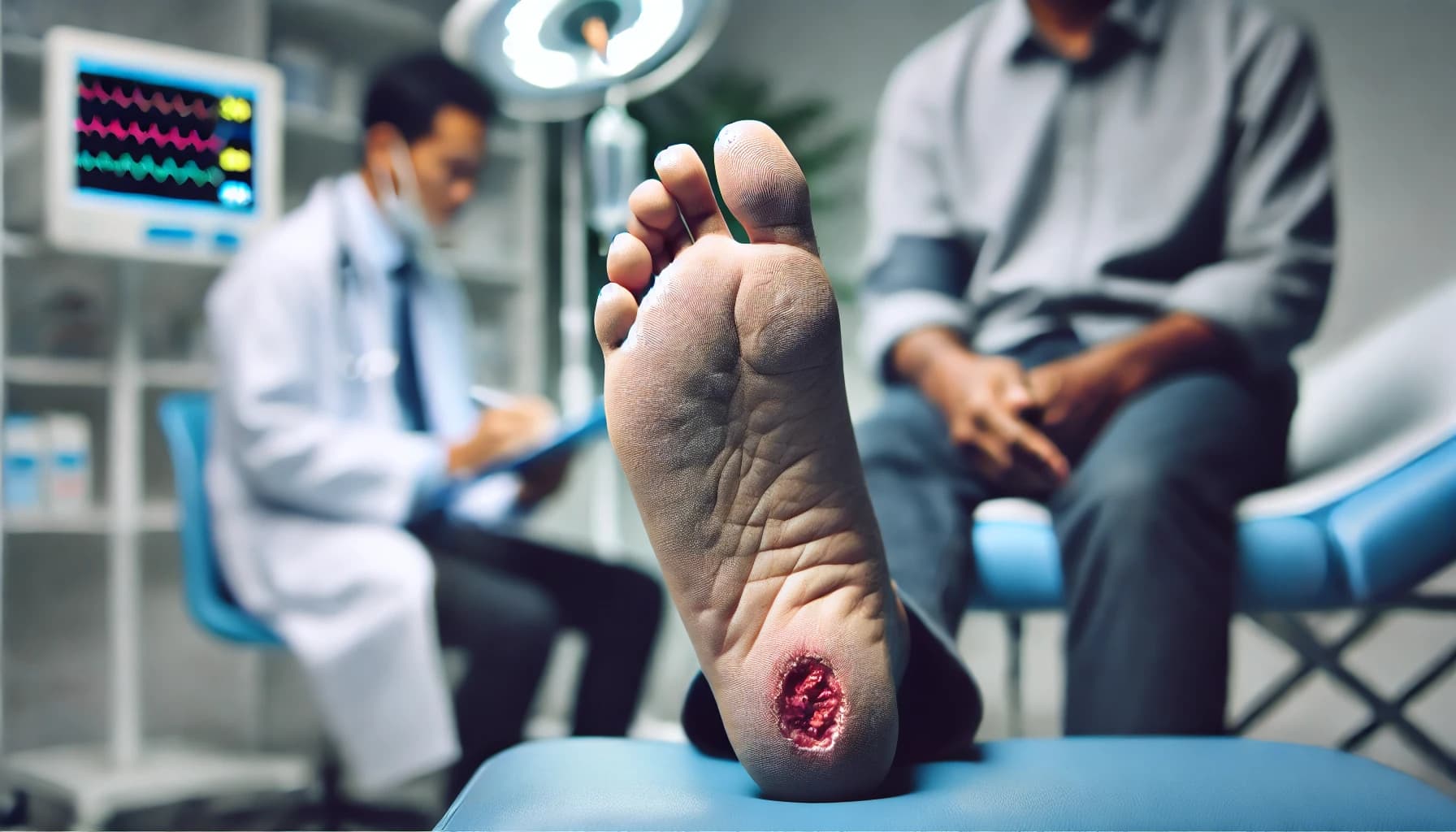 Person with a diabetic foot ulcer