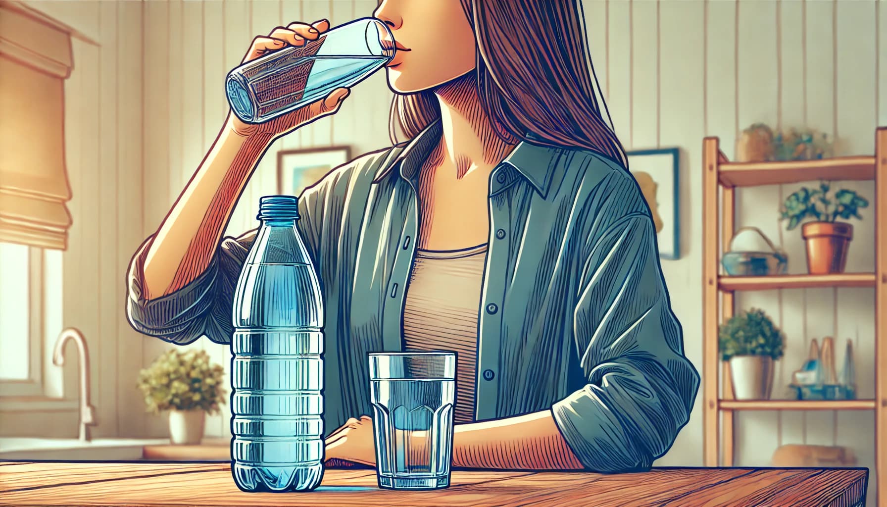 Person drinking water frequently