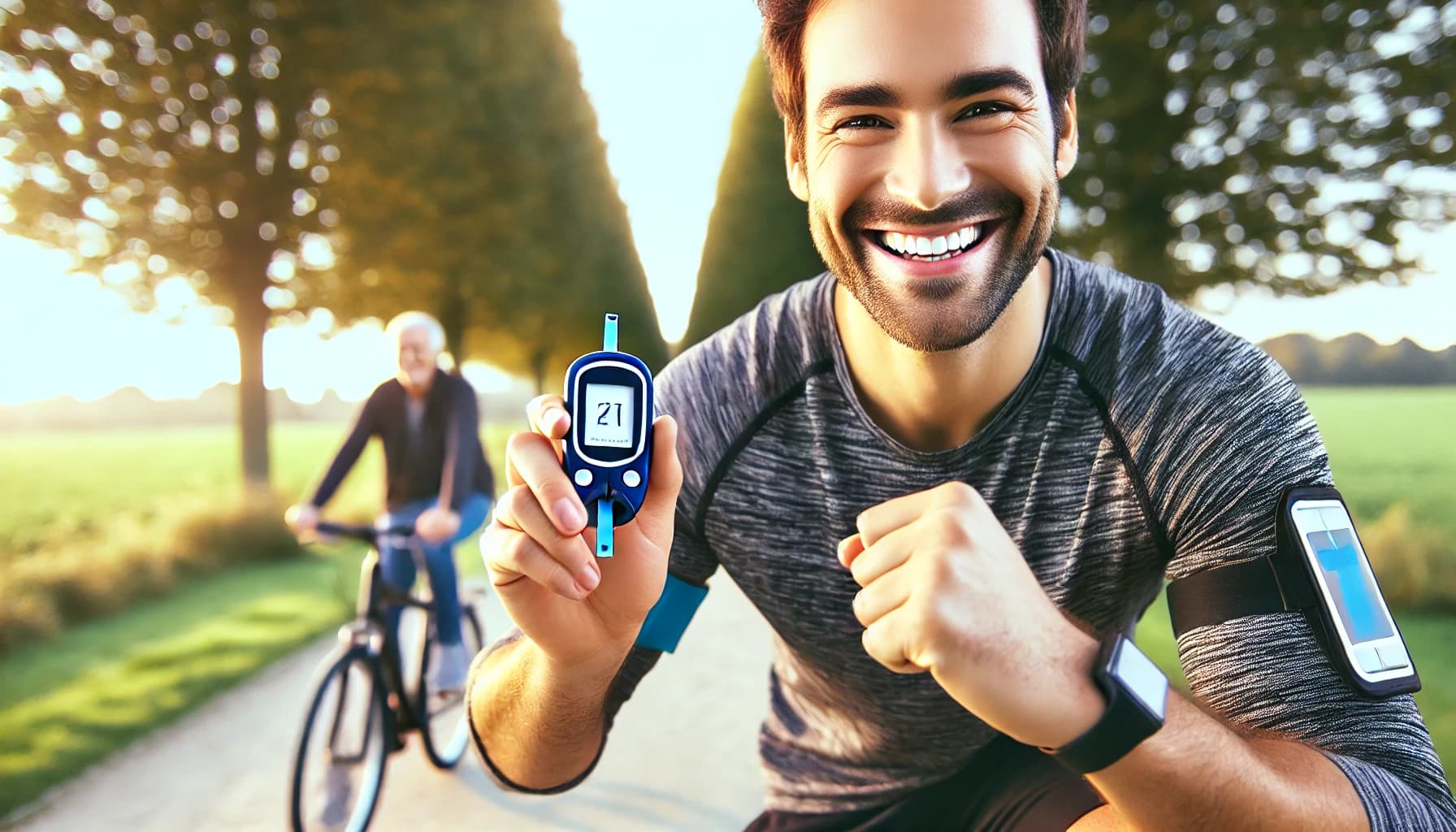 Happy person managing diabetes