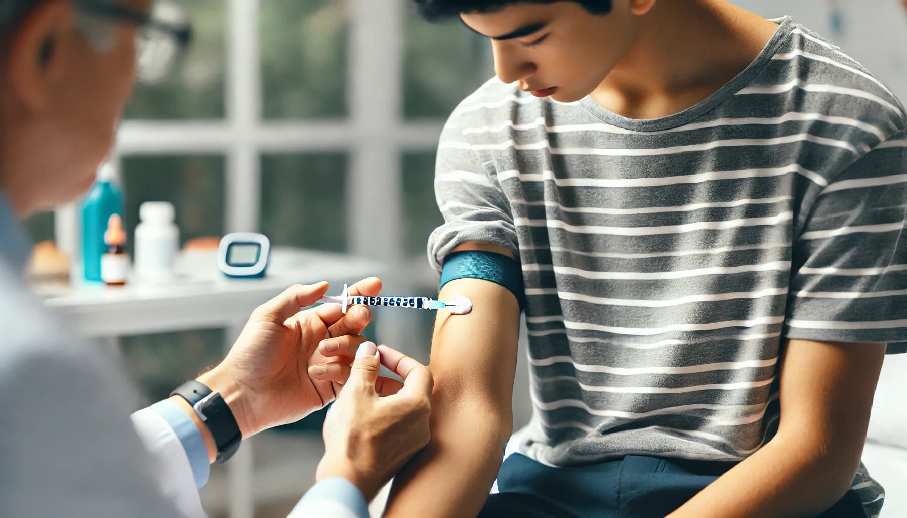 Young person receiving an insulin injection