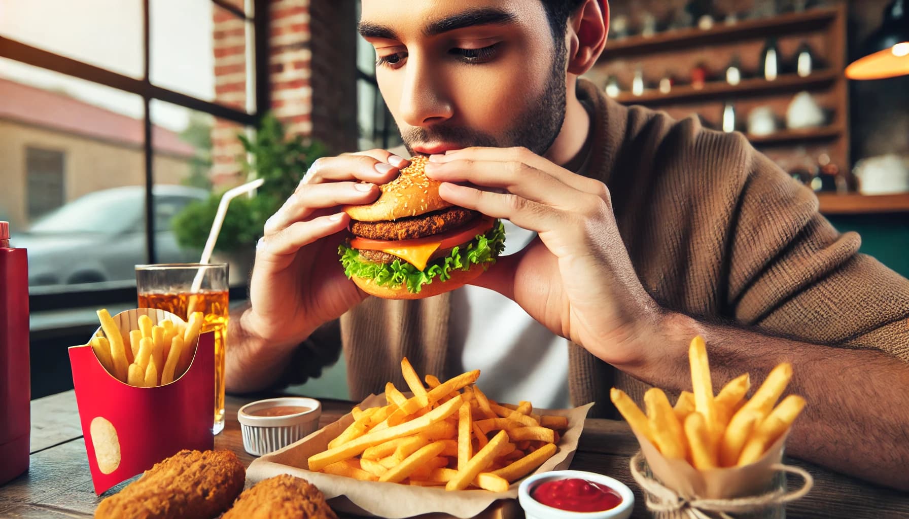 Person eating a high-fat meal
