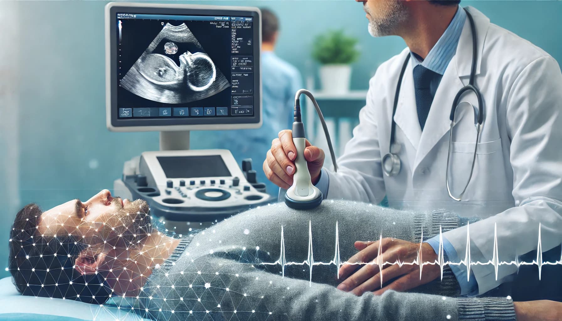 Doctor performing an echocardiogram