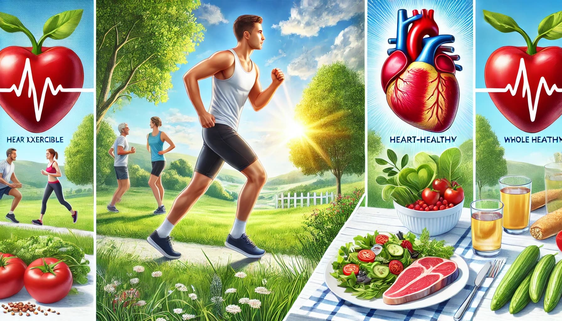 Person exercising and eating a heart-healthy meal