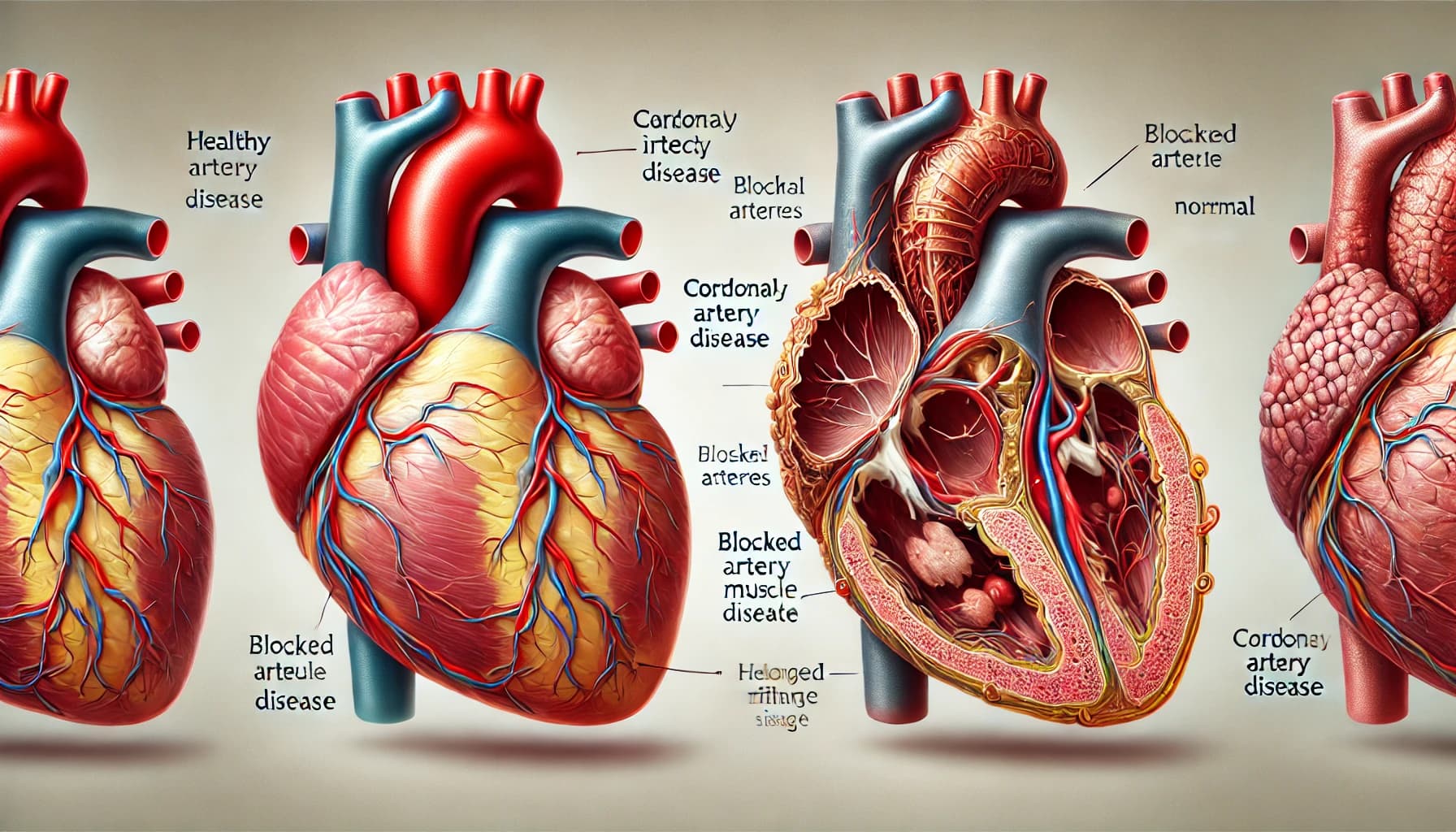 Healthy heart versus heart affected by disease