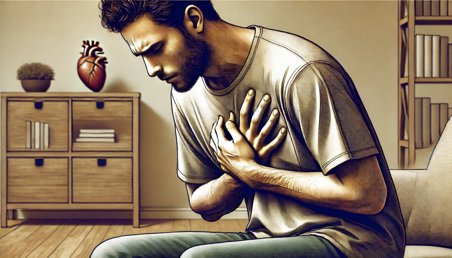 Person clutching their chest in pain