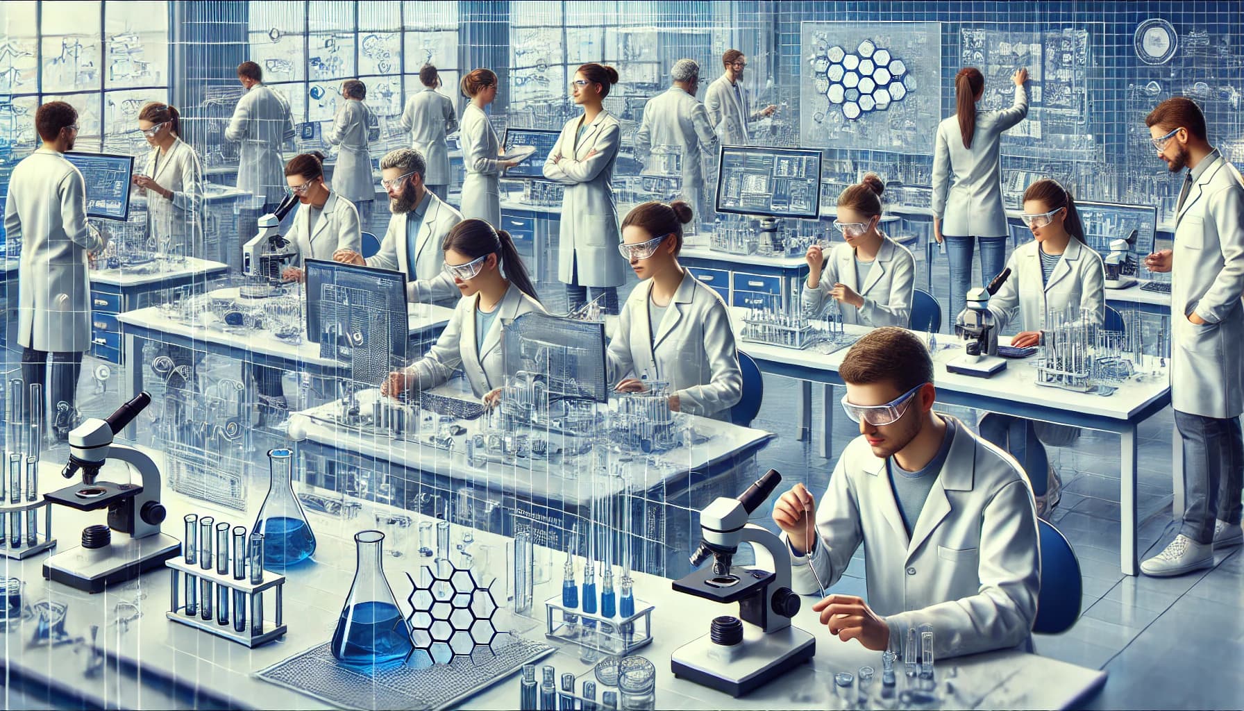 Researchers working in a lab