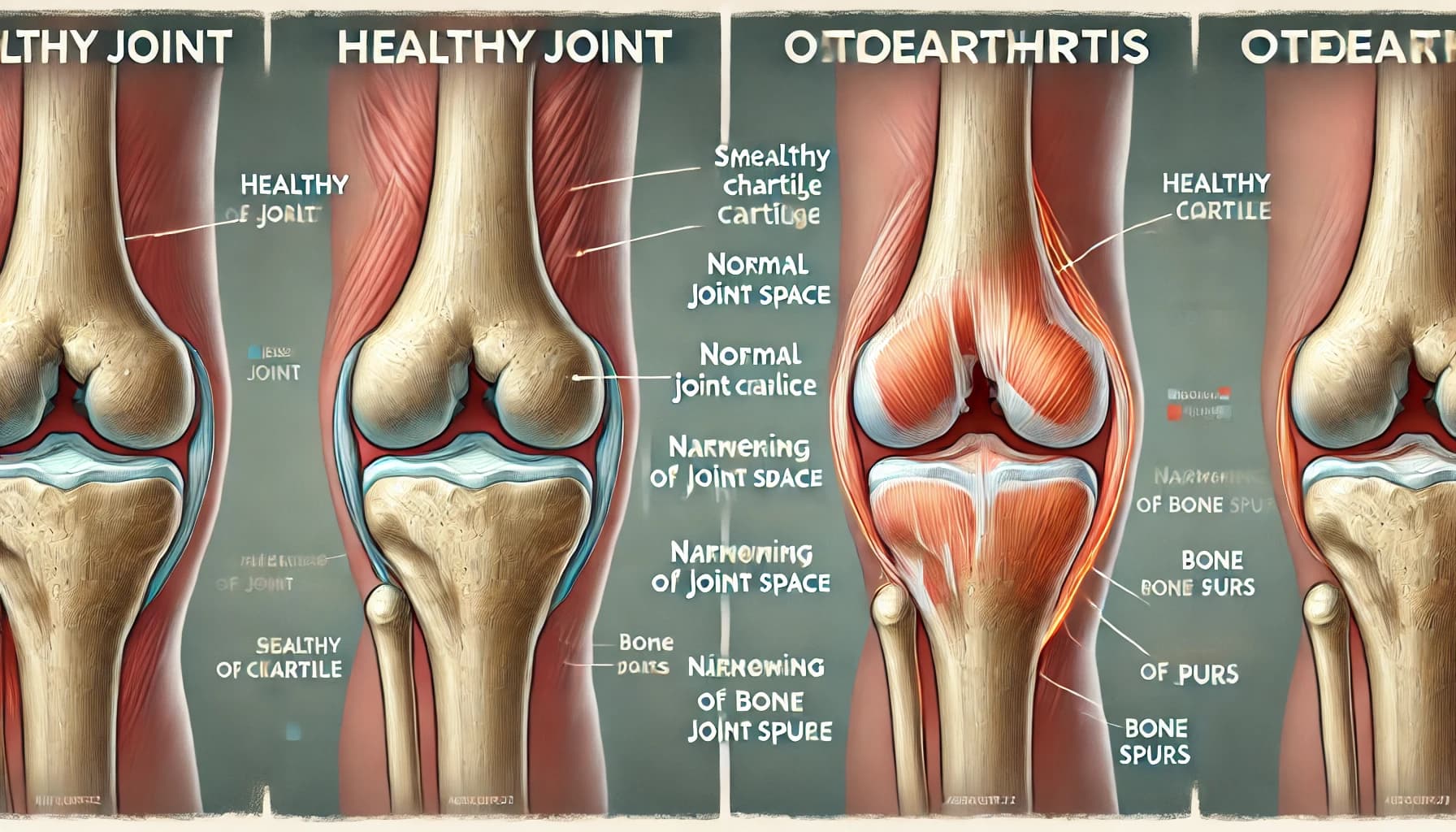 Diagram showing a healthy joint versus a joint affected by osteoarthritis