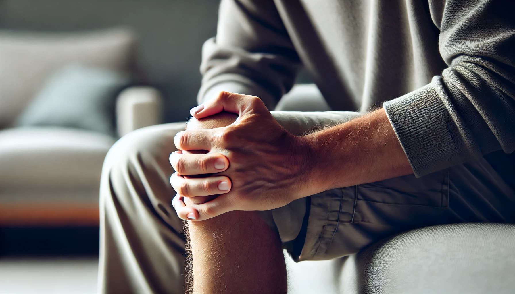 Person holding their knee in pain