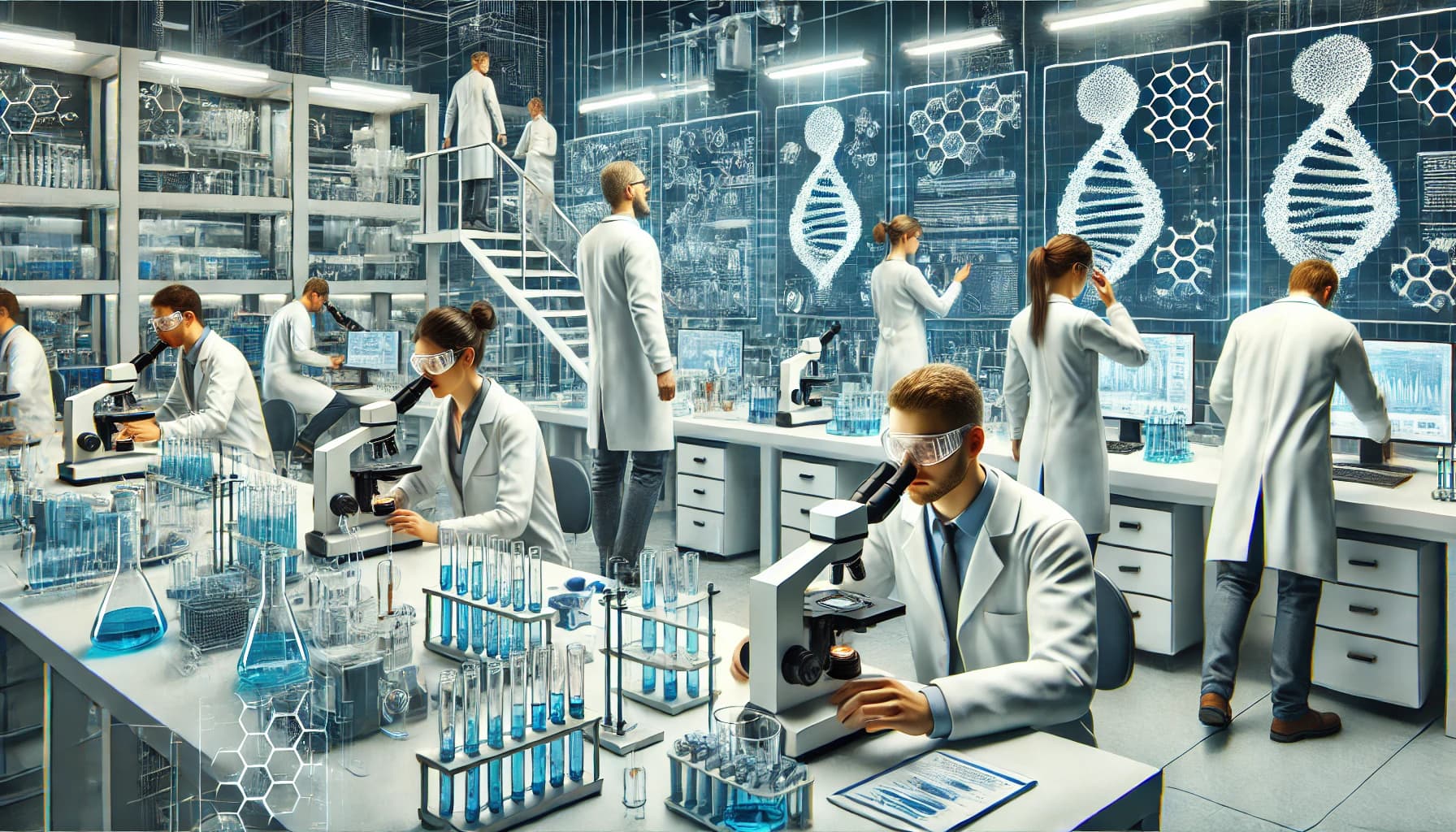 Researchers working in a lab