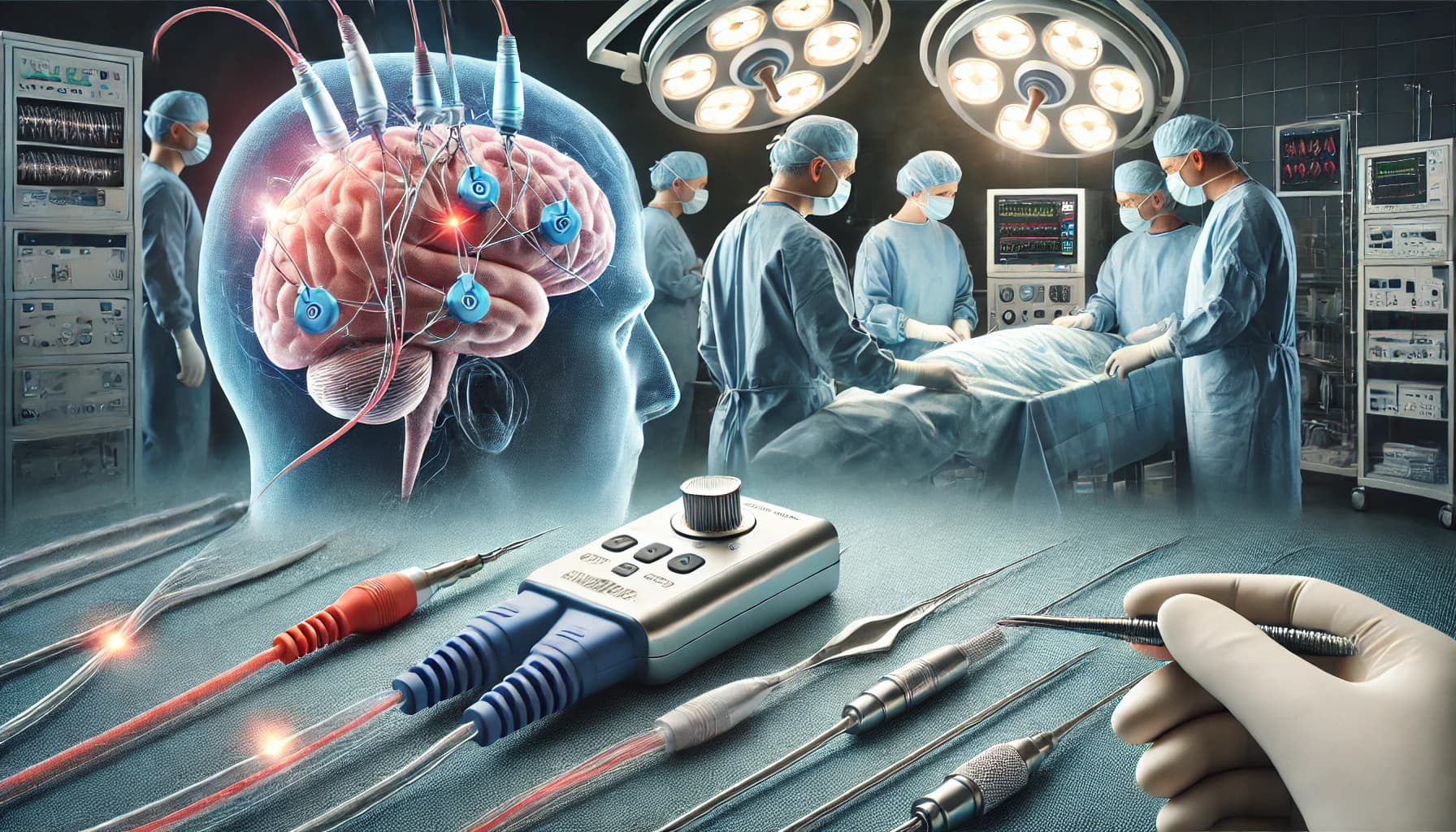 Deep brain stimulation device or surgical setting