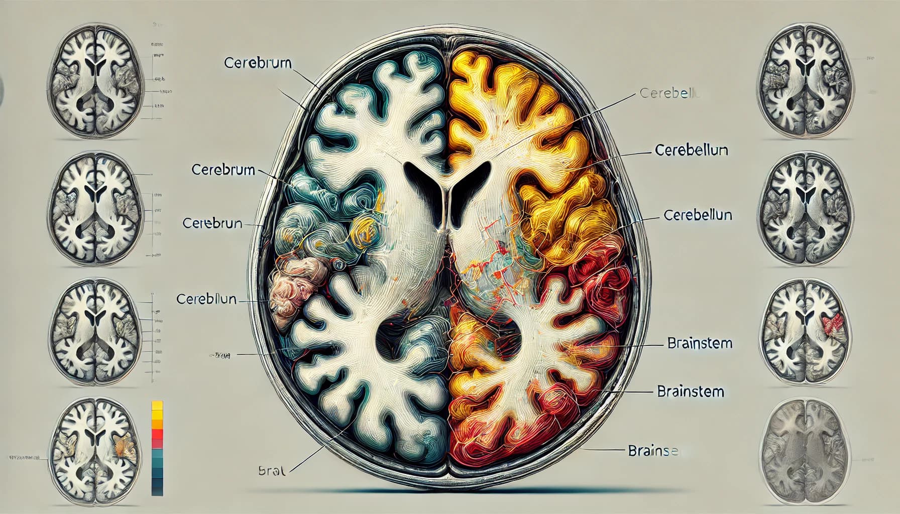 Brain scan showing the areas affected by a stroke