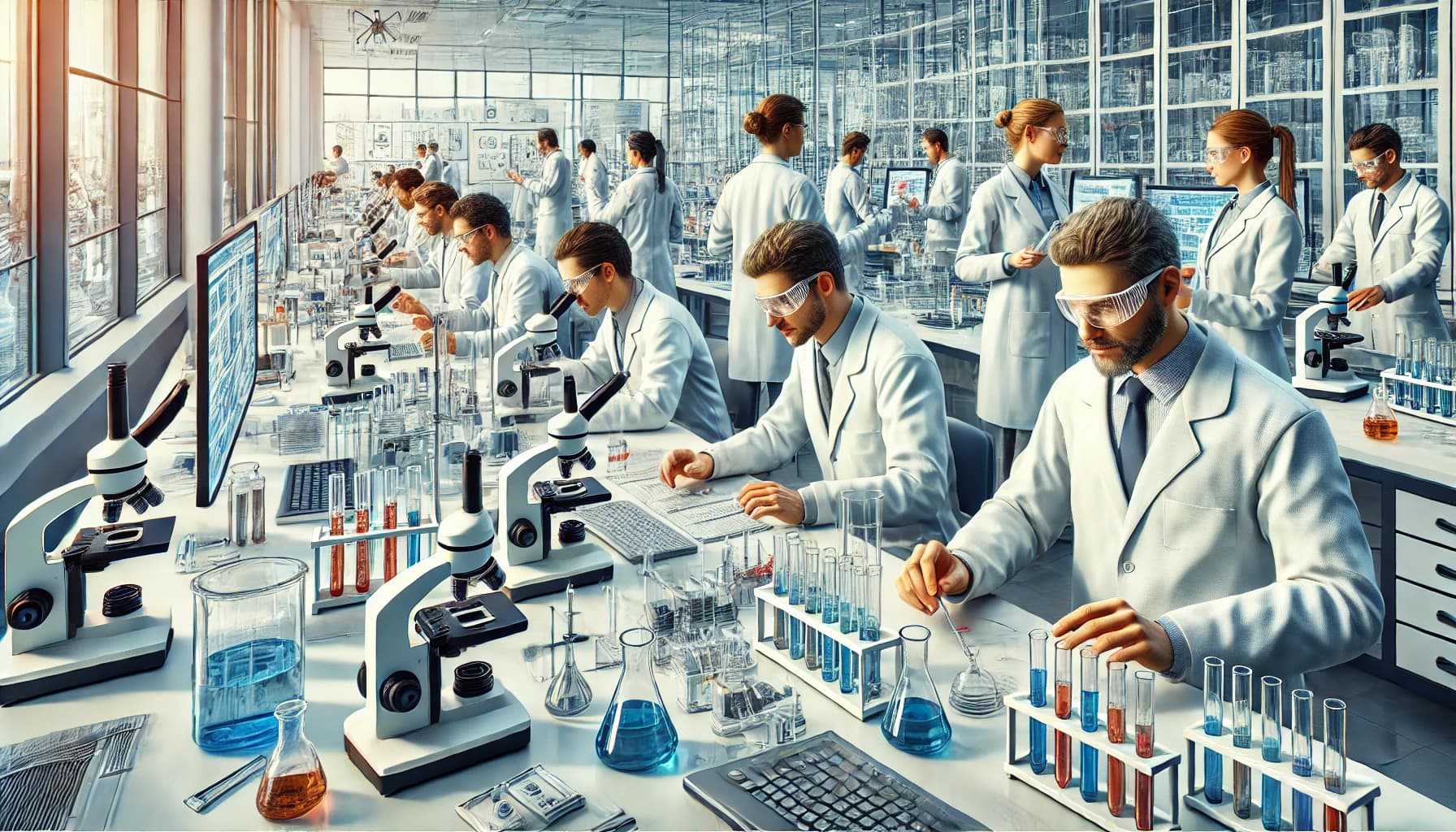 Researchers working in a lab