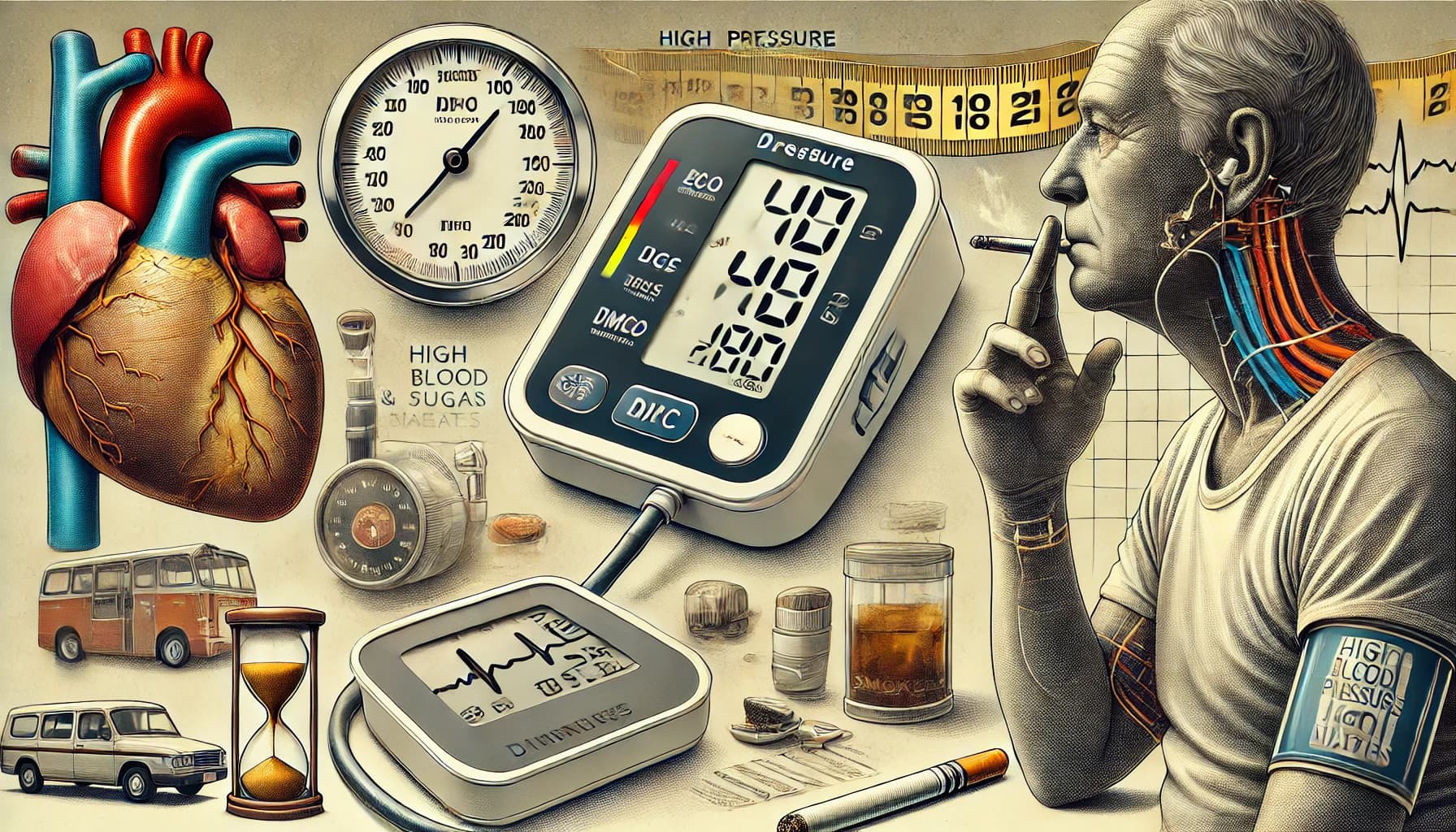 Various risk factors like high blood pressure, diabetes, and smoking