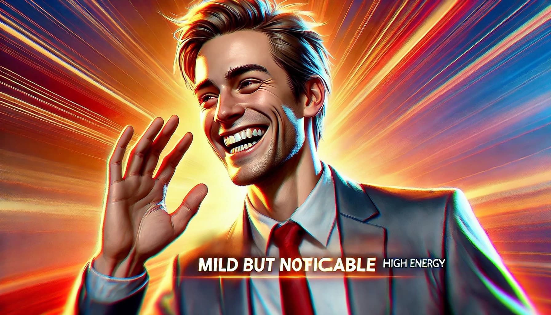 Person displaying mild high energy and enthusiasm