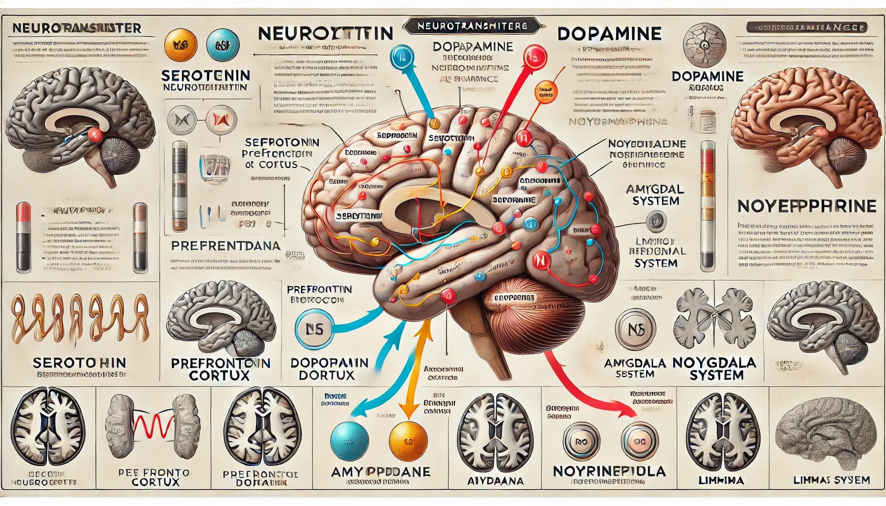 Diagram illustrating neurotransmitter imbalances associated with bipolar disorder