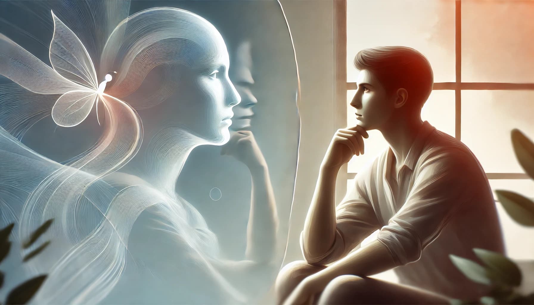 Person reflecting on their thoughts