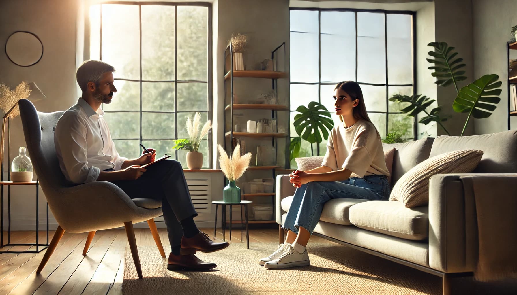 Person talking to a therapist