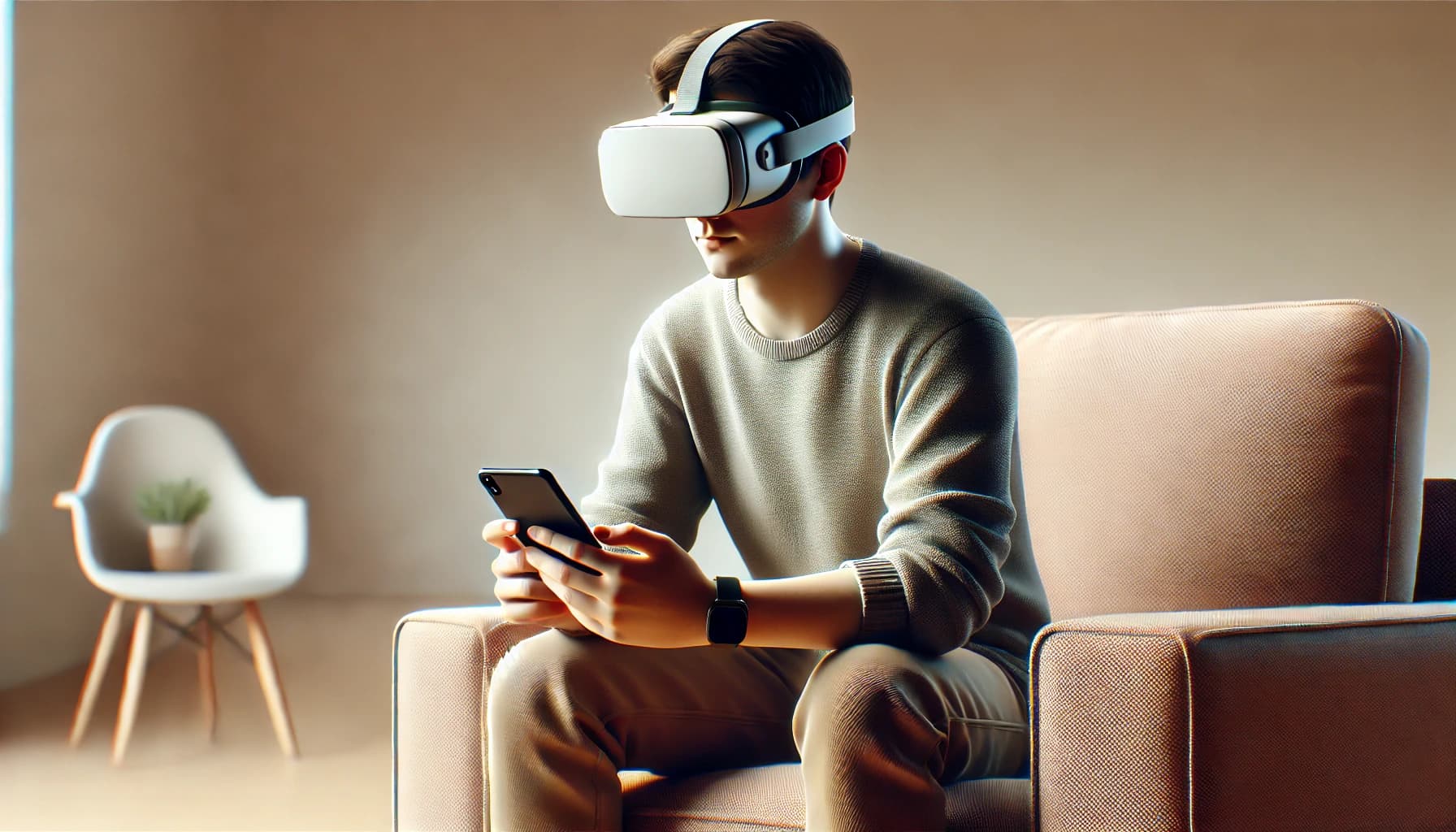 Person receiving TMS therapy or using a mental health app