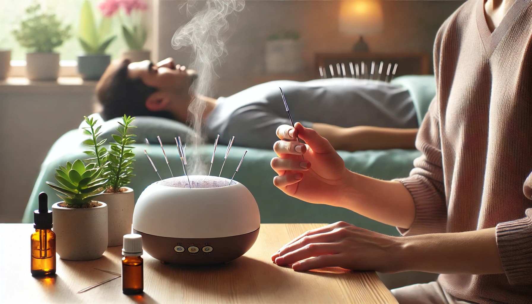 Person practicing meditation or using light therapy