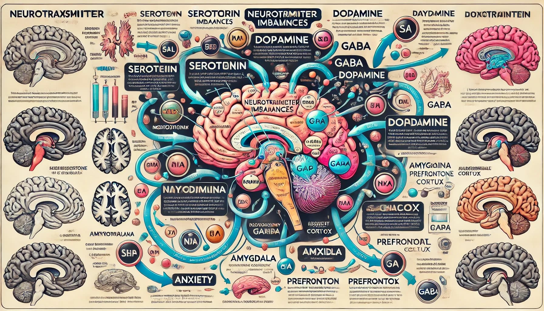 Diagram showing how brain chemistry can affect mood