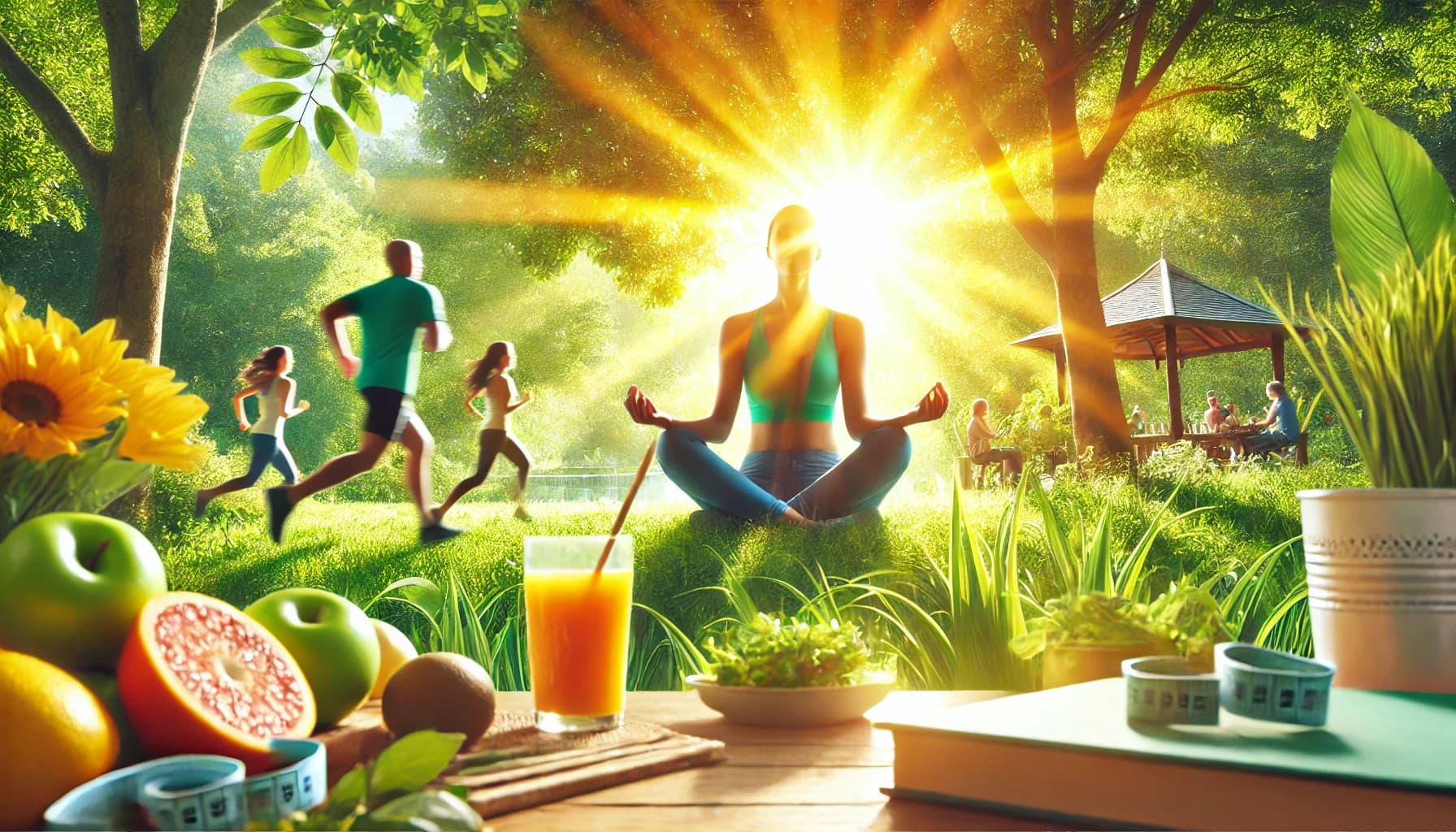 Person engaging in healthy lifestyle activities, such as exercising or eating a balanced meal