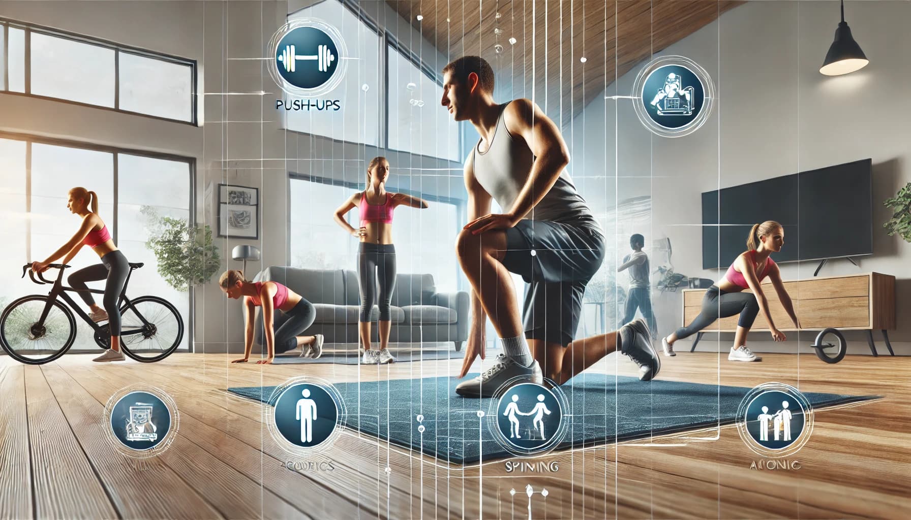 Adult doing a home workout or participating in a group fitness class