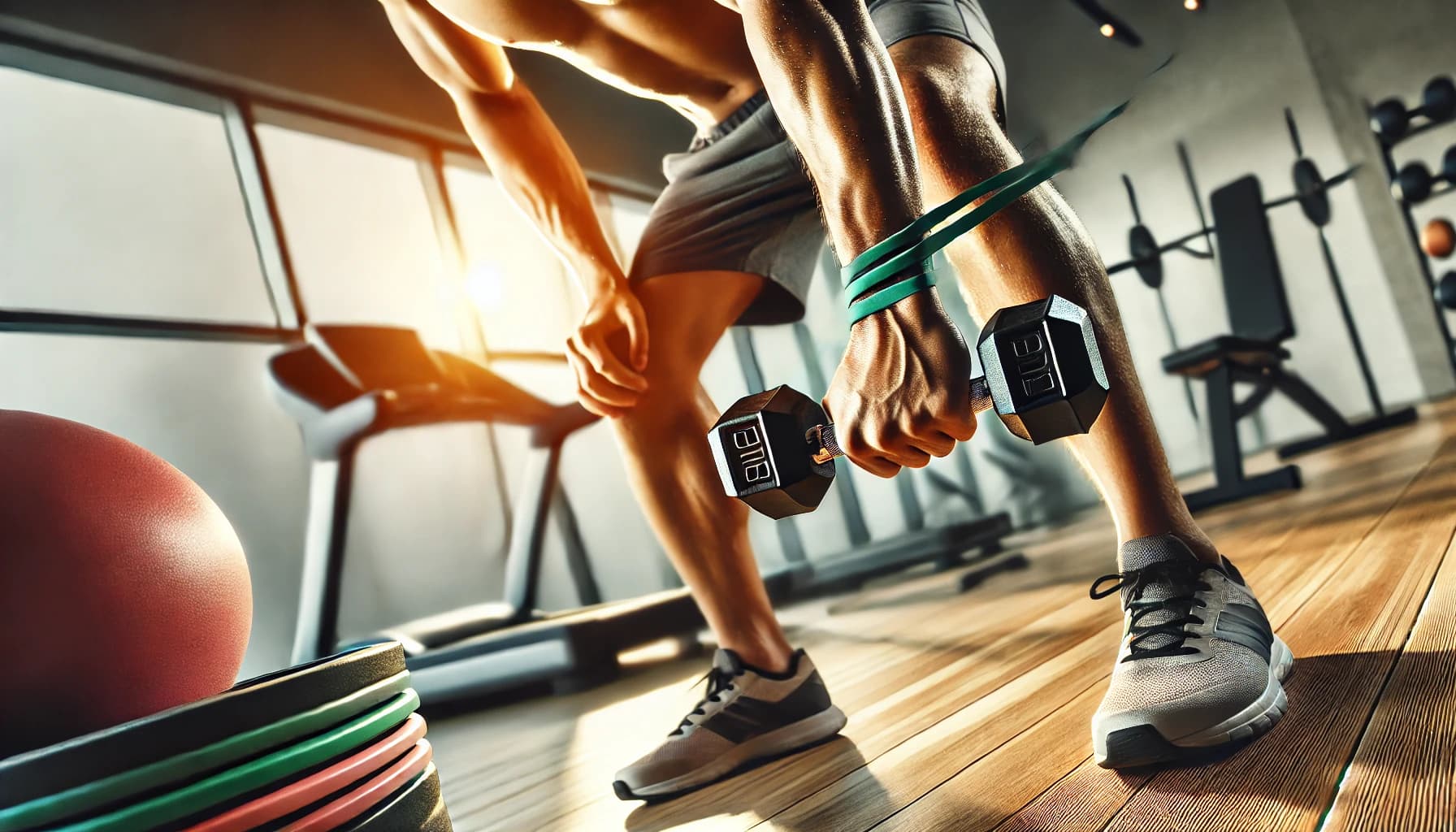 Person lifting weights or using resistance bands