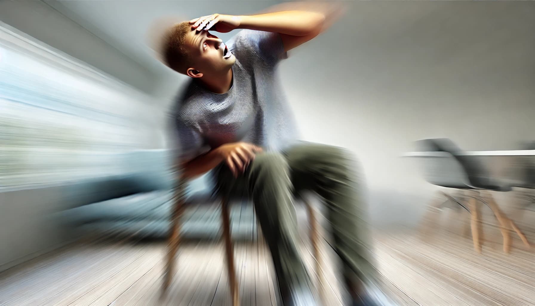 Person experiencing vertigo due to Meniere’s disease