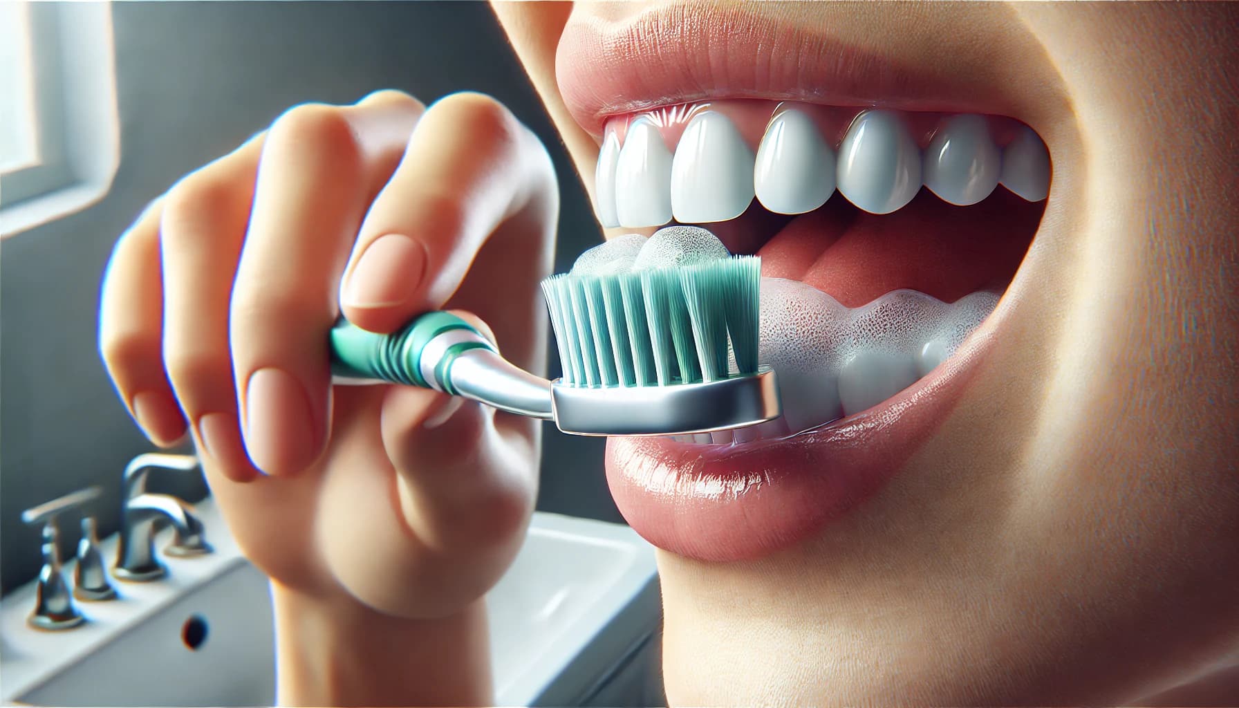 Person brushing their teeth using the proper technique