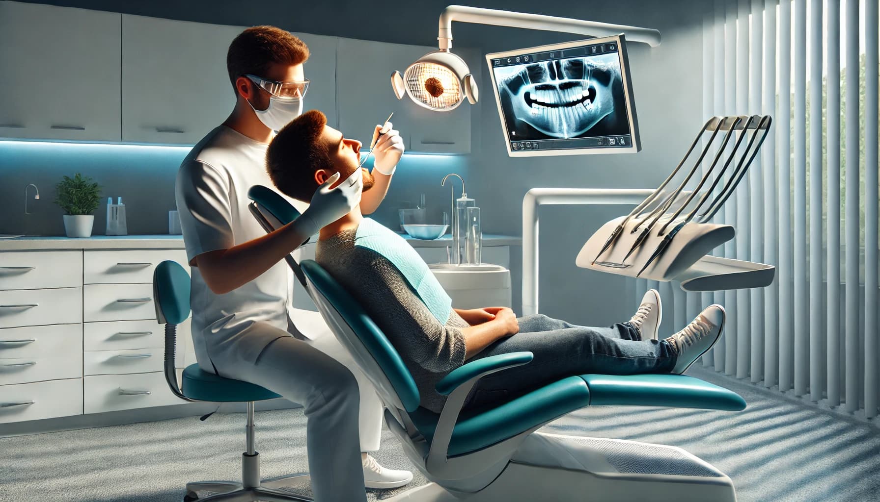 Patient having a dental check-up