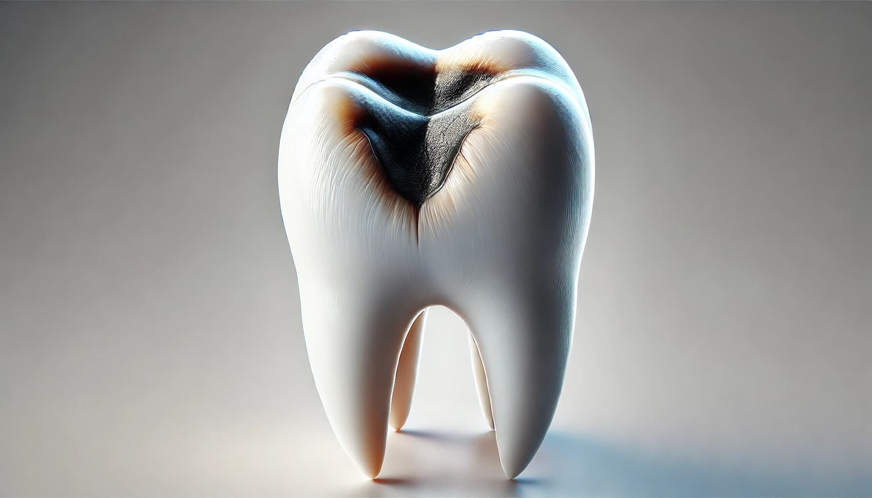 Tooth with a visible cavity