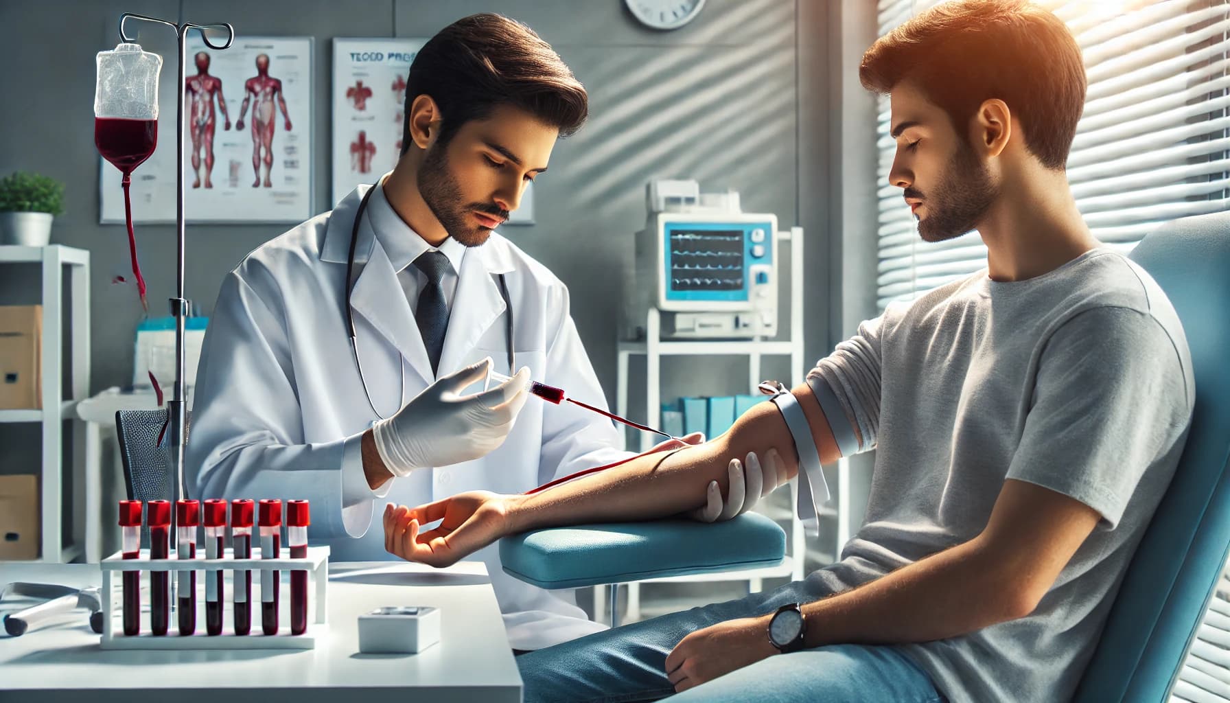 Patient having blood drawn for testing