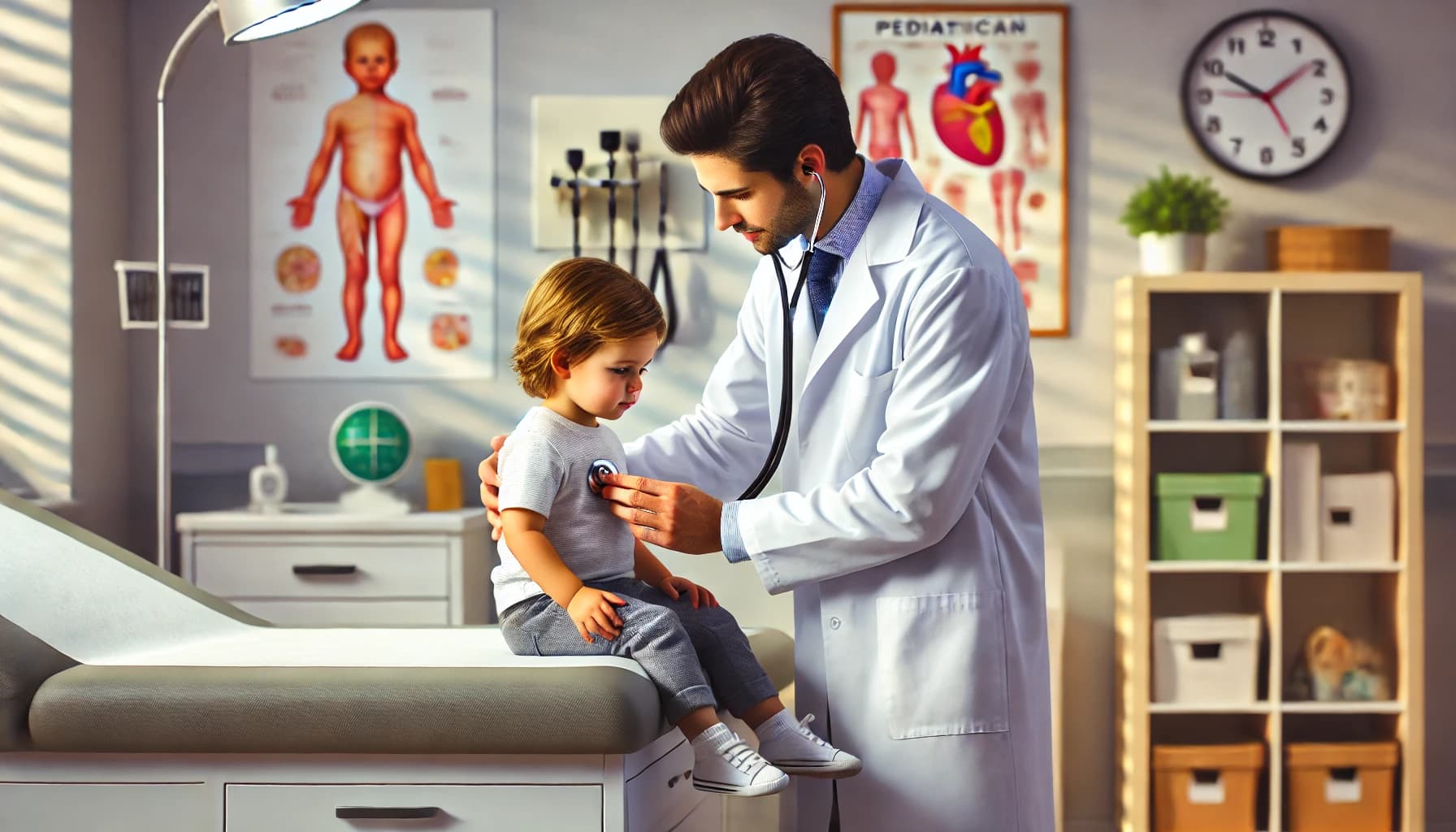 Pediatrician examining a child