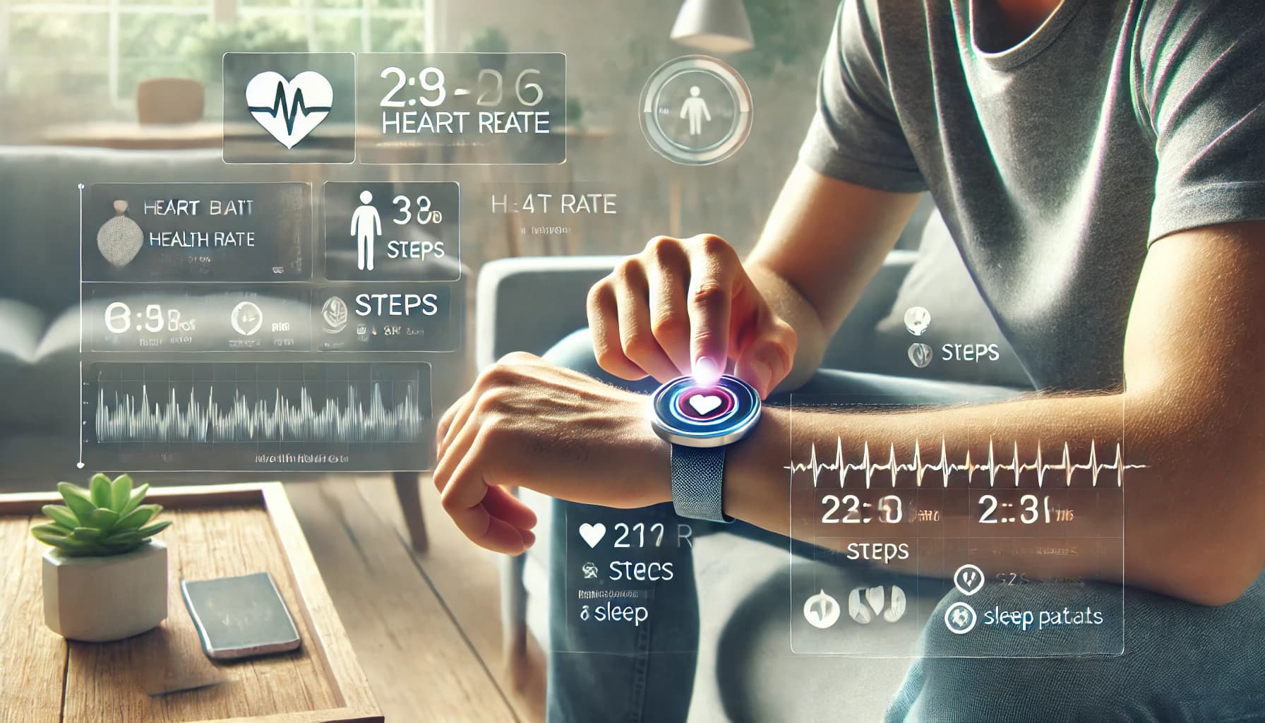 Person using a wearable device to track health data