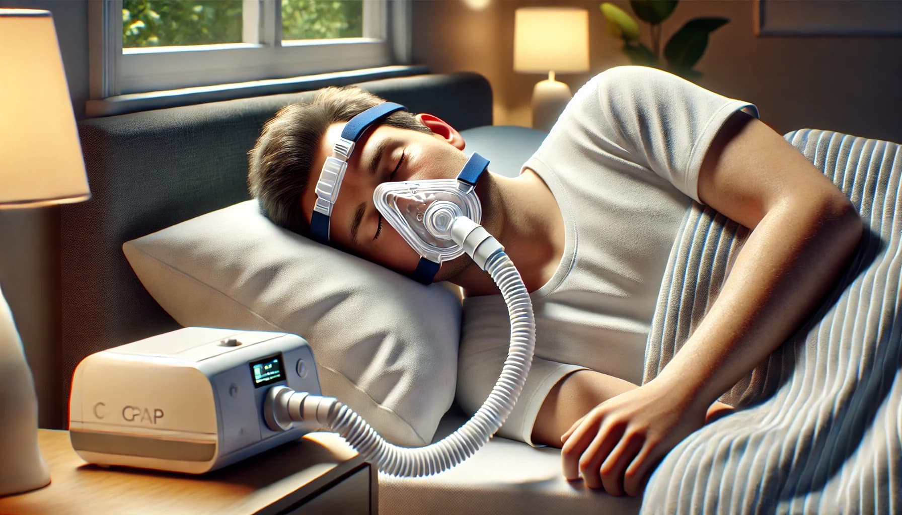 Person using a CPAP machine while sleeping