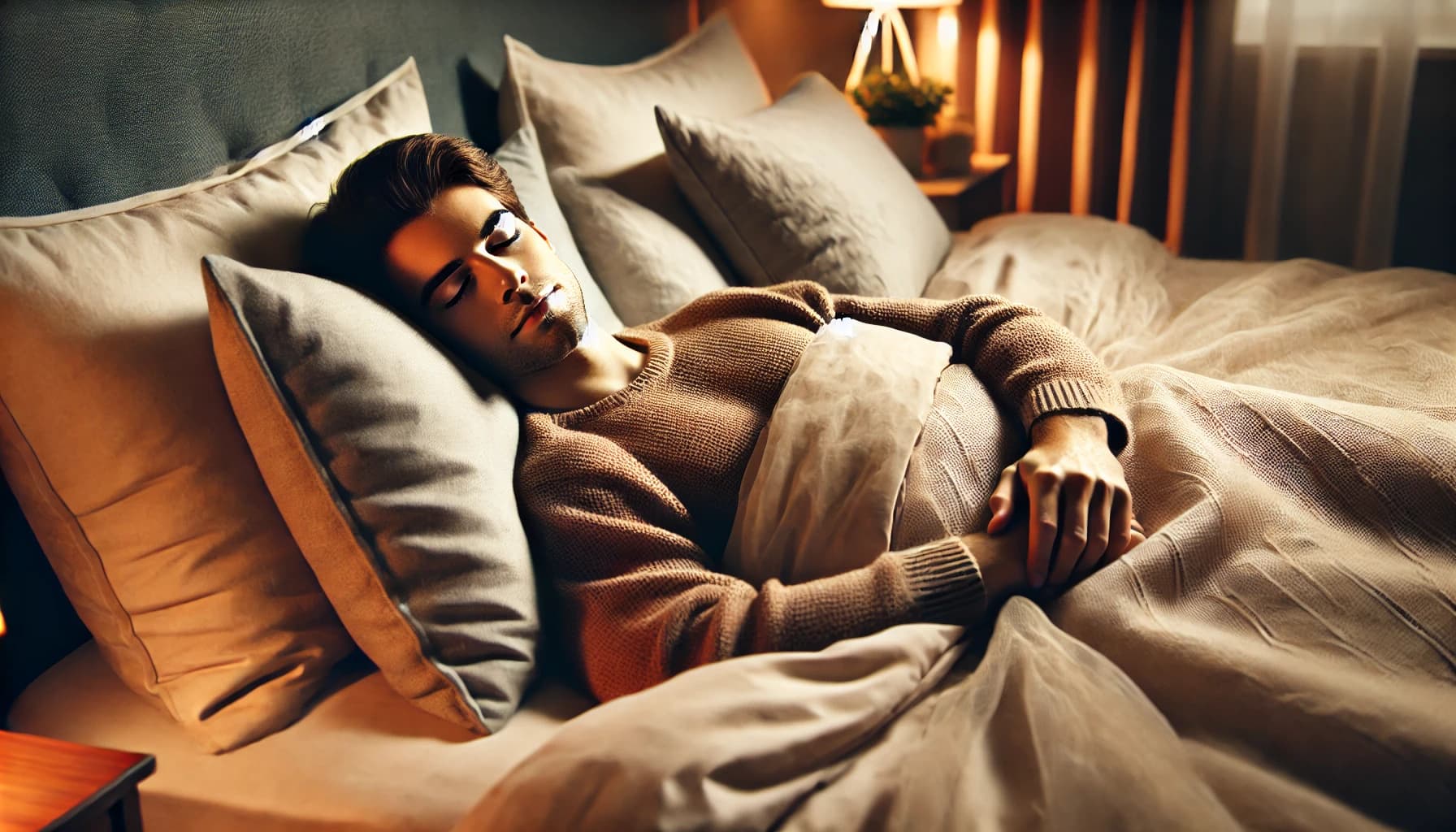 Person sleeping peacefully in a comfortable bed