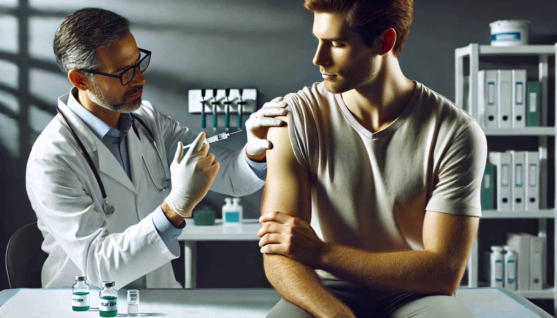 Adult receiving a flu shot