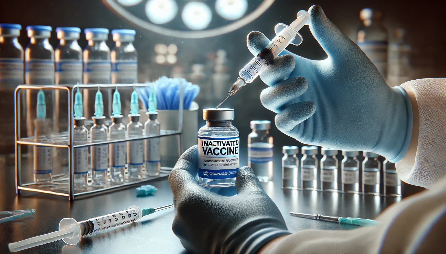 Inactivated vaccine being prepared for administration